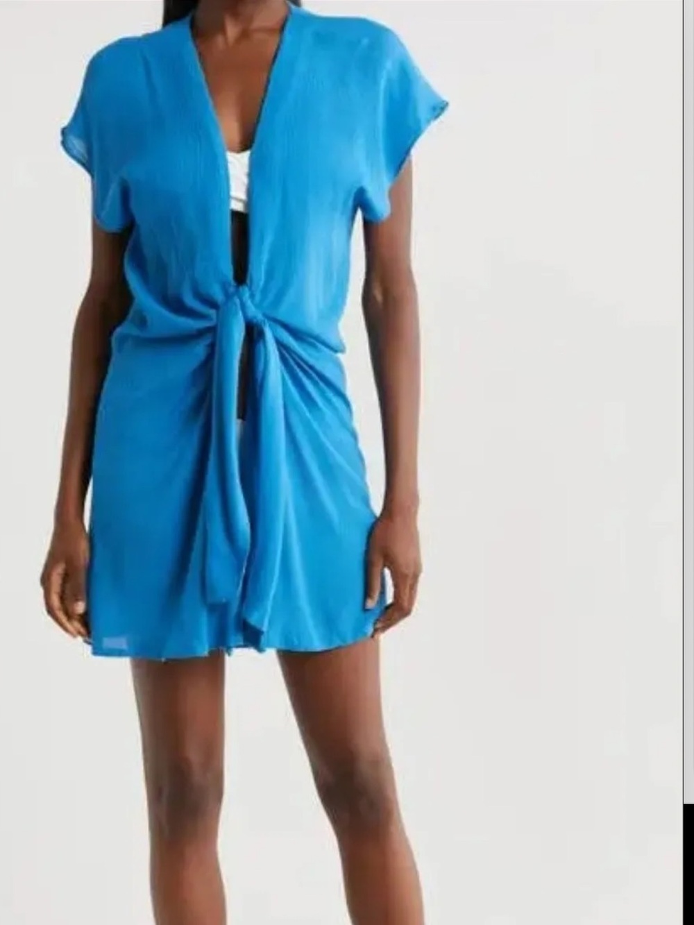 Elan Koko Plunge Bright Blue Tie-Front Wrap Cover-up Dress $78